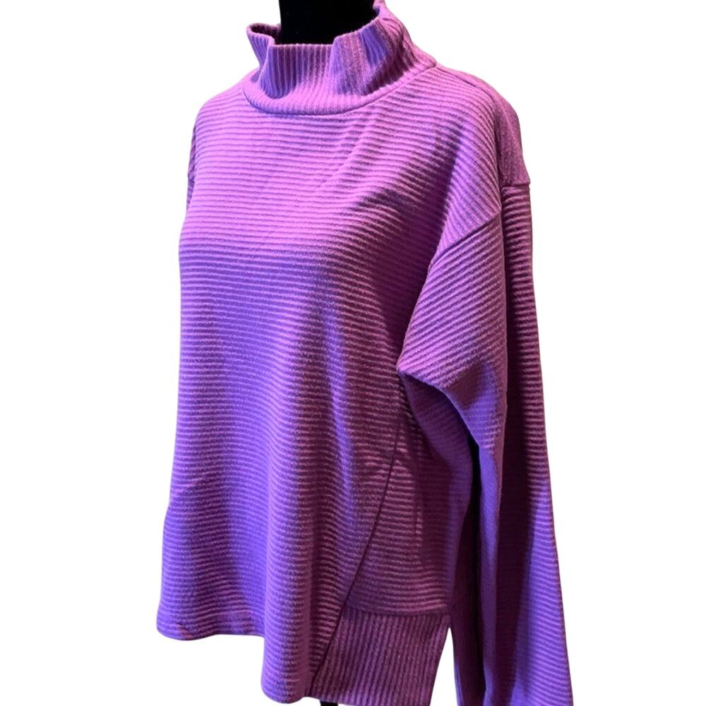 Melloday Funnel Neck Ribbed Knit Sweater Size Small Oversized Hi Low